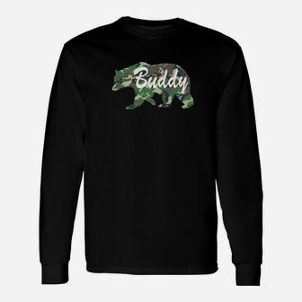 Buddy Bearfunny Camping Summer Fathers Day Long Sleeve T-Shirt - Seseable