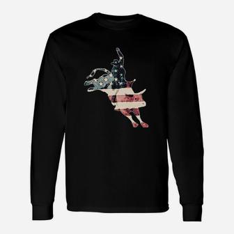 Bull Riding Vintage American Long Sleeve T-Shirt - Seseable