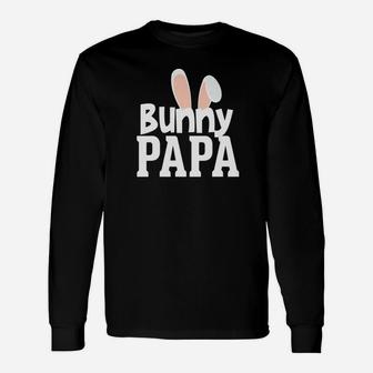 Bunny Papa Easter Rabbit Holiday Ears Parent Dad Granddad Premium Long Sleeve T-Shirt - Seseable