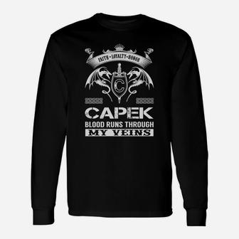 Capek Last Name, Surname Tshirt Long Sleeve T-Shirt - Seseable