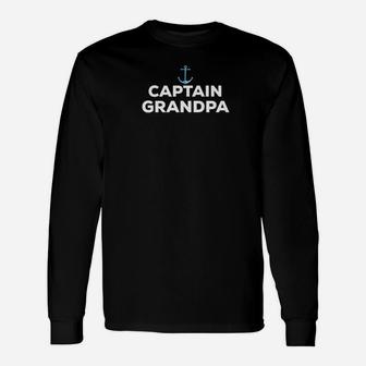 Captain Grandpa Fathers Day Summer Boat Long Sleeve T-Shirt - Seseable