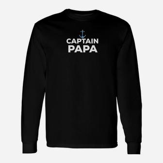 Captain Papa Fathers Day Summer Boat Long Sleeve T-Shirt - Seseable