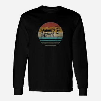 Car Drifting Retro Vintage Silhouette Distressed Long Sleeve T-Shirt - Seseable