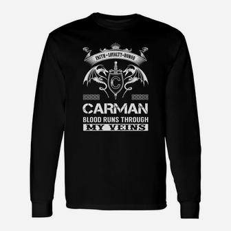 Carman Last Name, Surname Tshirt Long Sleeve T-Shirt - Seseable