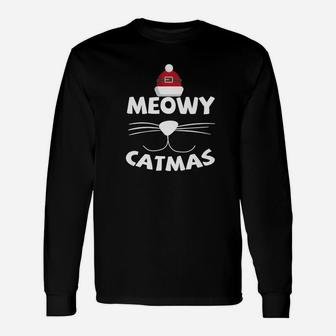 Cat Christmas Shirt Meowy Catmas Long Sleeve T-Shirt - Seseable