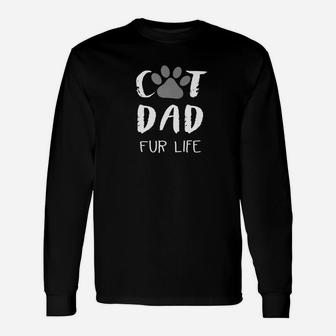 Cat Dad Fur Life Shirt Father Cat Lover Long Sleeve T-Shirt - Seseable