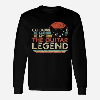 Cat Dad Man Myth Guitar Legend Guitar Player Long Sleeve T-Shirt - Seseable