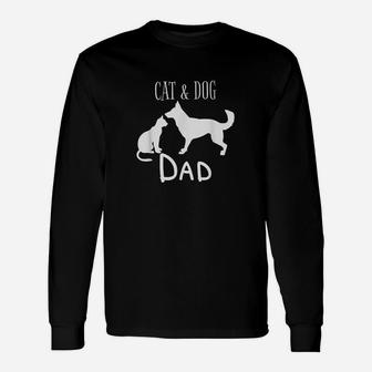 Cat Dog Dad Owner Cute Father Daddy Pet Animal Papa Long Sleeve T-Shirt - Seseable