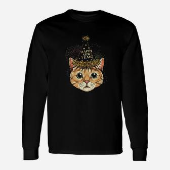 Cat Happy New Year 2022 New Years Eve Party Long Sleeve T-Shirt - Seseable