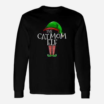 The Cat Mom Elf Group Matching Christmas Mommy Long Sleeve T-Shirt - Seseable