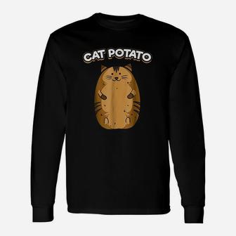 Cat Potato Cute Fat Potato Feline Animal Long Sleeve T-Shirt - Seseable
