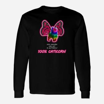 Caticorn Schmetterling Langarmshirts, Einzigartiges Einhorn Katze Design - Seseable
