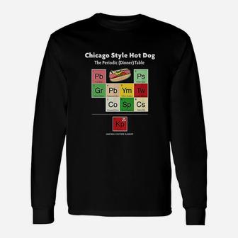Chicago Style Hot Dog Periodic Table Long Sleeve T-Shirt - Seseable