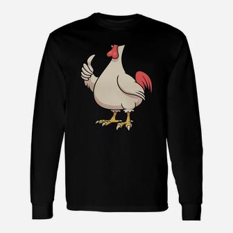 Chicken Costume T-shirt For Halloween Rooster Animal Cosplay Long Sleeve T-Shirt - Seseable