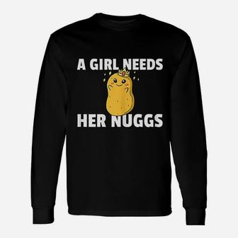 Chicken Nugget For Girls Chicken Nuggs Long Sleeve T-Shirt - Seseable