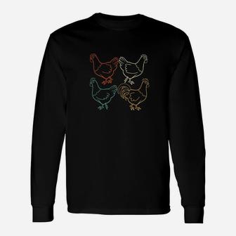 Chicken Vintage For Farmer Crazy Chicken Lady Long Sleeve T-Shirt - Seseable