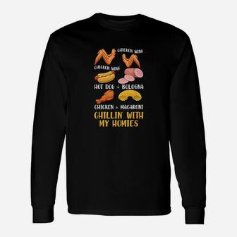 Chicken Wing Chicken Wing Hot Dog Bologna Viral Song Lyri Long Sleeve T-Shirt - Seseable
