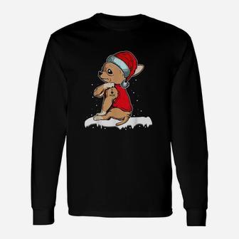Chihuahua Dog Christmas I Love Mom Tattoo Xmas Pajama Long Sleeve T-Shirt - Seseable