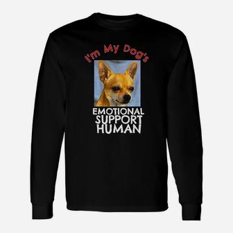 Chihuahua Dog Emotional Support Human Long Sleeve T-Shirt - Seseable