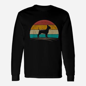 Chihuahua Dog Retro Vintage 70s Silhouette Breed Long Sleeve T-Shirt - Seseable