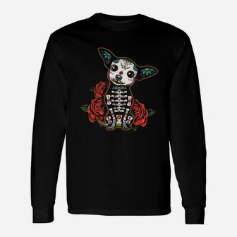Chihuahua Skeleton Dogs Long Sleeve T-Shirt - Seseable