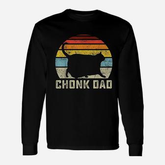 Chonk Cat Dad Scale Meme Retro Style Long Sleeve T-Shirt - Seseable