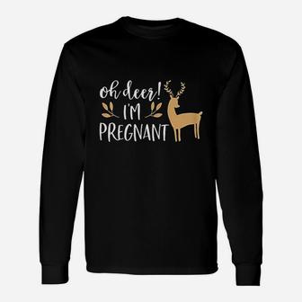 Christmas Announcement Oh Deer Im Preg Nant Long Sleeve T-Shirt - Seseable