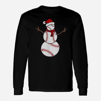 Christmas Baseball Balls Santa Snowman Long Sleeve T-Shirt - Seseable
