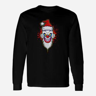 Christmas Clown Santa Hat Halloween Christmas Mashup Long Sleeve T-Shirt - Seseable