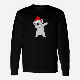 Christmas Dabbing Koala Bear Santa Hat Xmas Tee Long Sleeve T-Shirt - Seseable