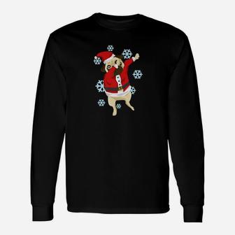 Christmas Dabbing Pug Shirt Cute Dog Dab Long Sleeve T-Shirt - Seseable