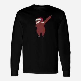 Christmas Dabbing Sloth Dab Dance Girls Boys Long Sleeve T-Shirt - Seseable