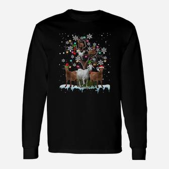 Christmas Goat On Tree Long Sleeve T-Shirt - Seseable