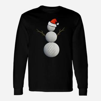 Christmas Golf Snowman Long Sleeve T-Shirt - Seseable
