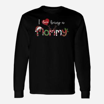 Christmas I Love Being A Mommy Black Long Sleeve T-Shirt - Seseable