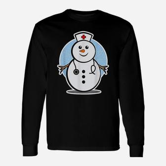 Christmas Nurse With A Snowman As A Nurse Long Sleeve T-Shirt | Seseable CA