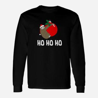 Christmas Sloth Ho Ho Ho Holiday Long Sleeve T-Shirt