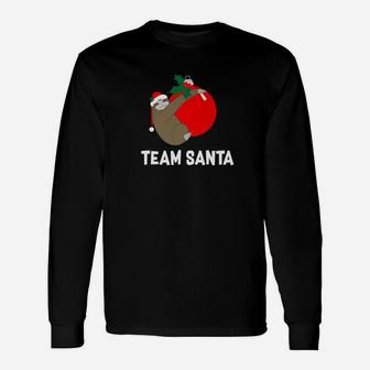 Christmas Sloth Team Santa Holiday Long Sleeve T-Shirt - Seseable