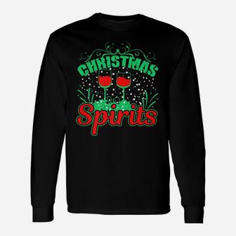 Christmas Spirits Wine Holiday Drinking Long Sleeve T-Shirt - Seseable