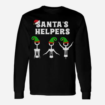 Christmas Wine Tasting Santa Helpers Elf Cute Long Sleeve T-Shirt - Seseable