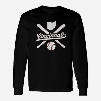 Cincinnati Baseball Vintage Ohio Pride Red Love City Long Sleeve T-Shirt - Seseable