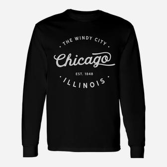 Classic Retro Vintage Chicago Illinois Windy City Long Sleeve T-Shirt | Seseable UK