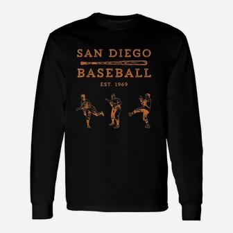 Classic San Diego Baseball Fan Retro Vintage Long Sleeve T-Shirt - Seseable