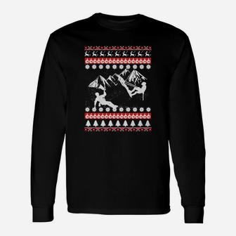 Climbing Ugly Christmas Sweaters Long Sleeve T-Shirt - Seseable