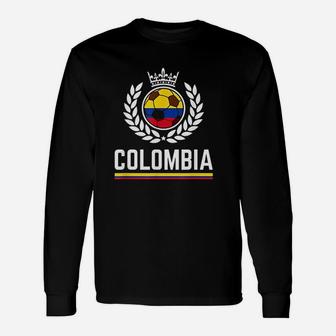 Colombia Soccer Jersey Colombian Football Long Sleeve T-Shirt - Seseable