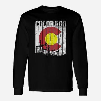 Colorado Oilfield Oil Field Rig Worker Distressed Long Sleeve T-Shirt - Seseable