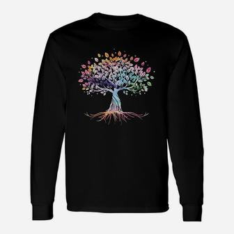 Colorful Life Is Really Good Vintage Unique Tree Art Long Sleeve T-Shirt - Seseable