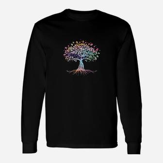 Colorful Life Is Really Good Vintage Unique Tree Art Long Sleeve T-Shirt - Seseable