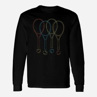 Colorful Tennis Rackets And Balls Cool Tennis Long Sleeve T-Shirt - Seseable