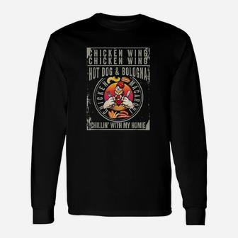 Cooked Chicken Wing Chicken Wing Hot Dog Bologna Macaroni Long Sleeve T-Shirt - Seseable